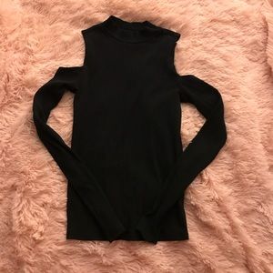 Black long sleeve cut out shirt